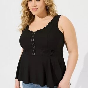 Torrid Black Babydoll Challis Corset Top